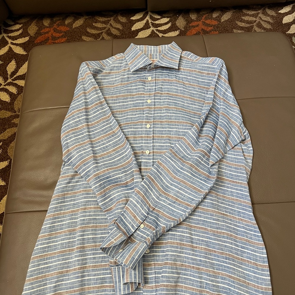 Luciano Barbera Men 100% Linen Shirt size xxl